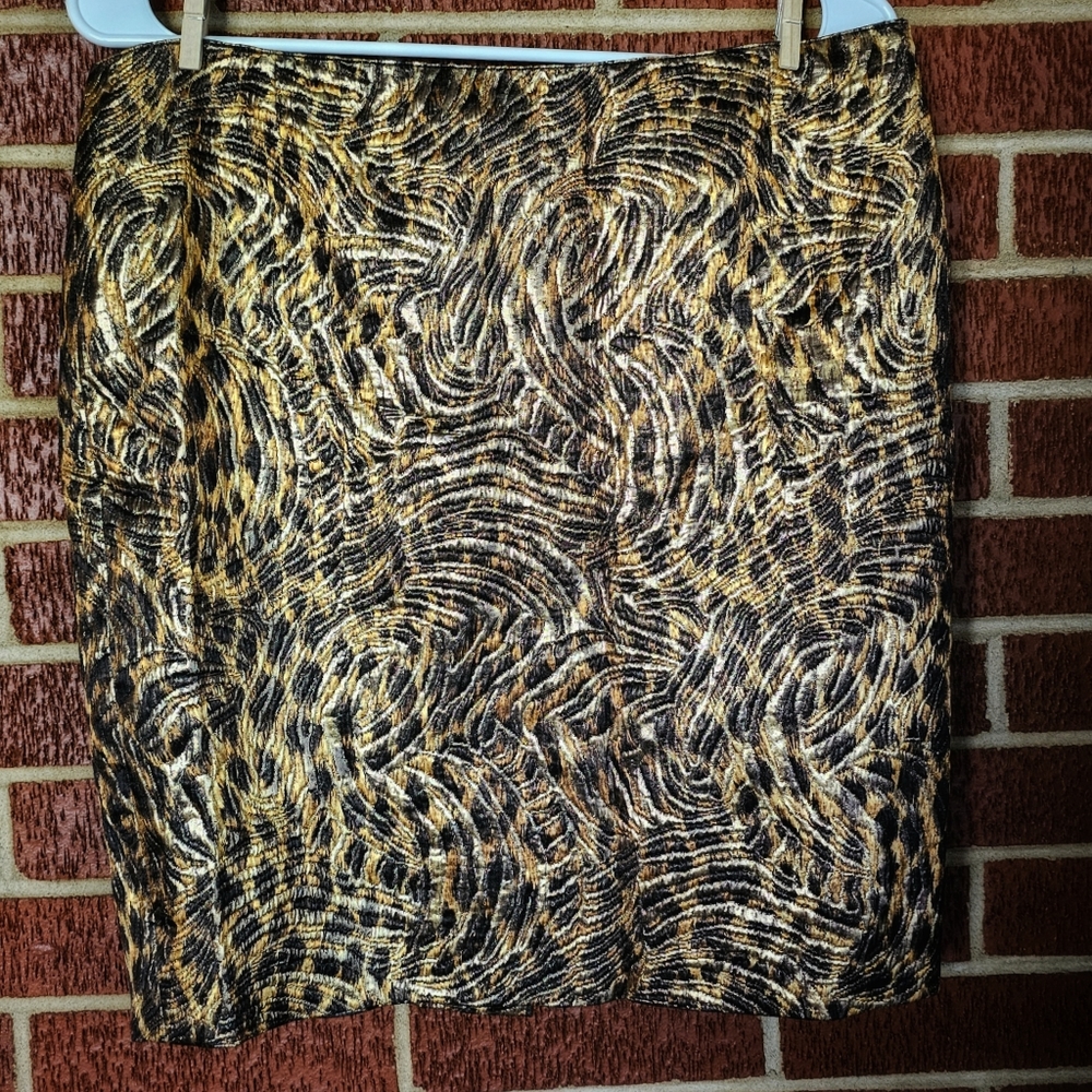 Vintage ESCADA Animal Leopard Gold Mini Skirt 38